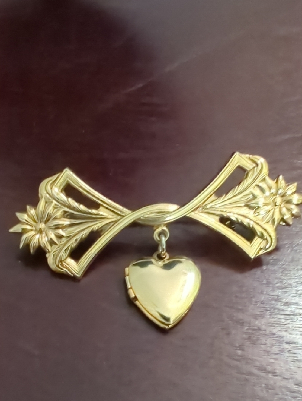 Gold Heart Locket Brooch Pin - Women's Jewelry